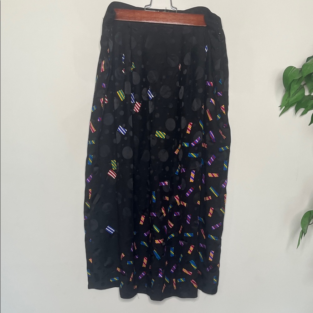 Umi Collections by Anne Crimmins Colorful Patterned Black Skirt